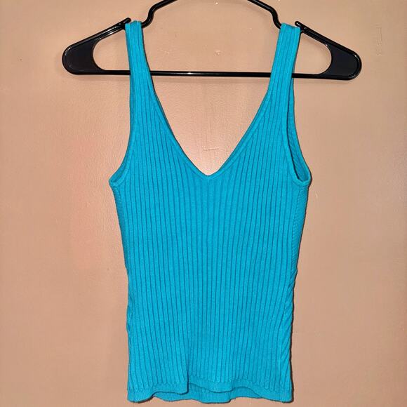 INC International Concepts Women's Ribbed Tank Top Turquoise Blue - Size Small - Picture 3 of 8